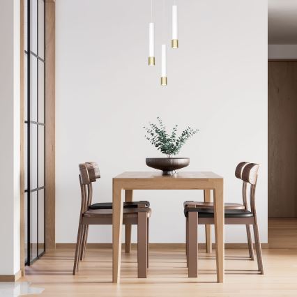 Luster na sajli NEST 3xGU10/8W/230V bijela/zlatna okrugli