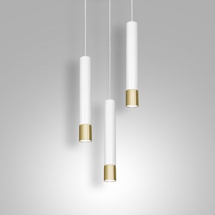 Luster na sajli NEST 3xGU10/8W/230V bijela/zlatna okrugli