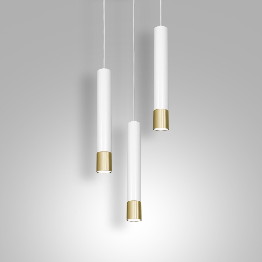 Luster na sajli NEST 3xGU10/8W/230V bijela/zlatna okrugli
