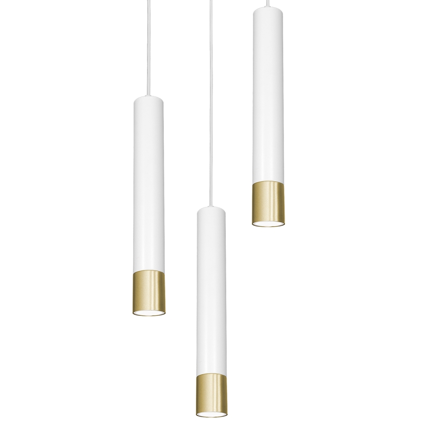 Luster na sajli NEST 3xGU10/8W/230V bijela/zlatna okrugli