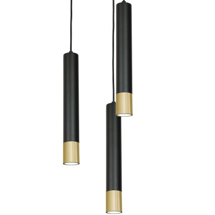 Luster na sajli NEST 3xGU10/8W/230V crna/zlatna okrugli