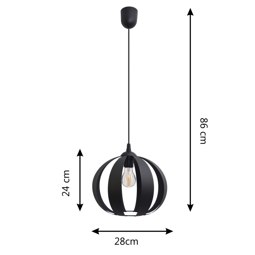 Luster na sajli NEWTON 1xE27/15W/230V crna