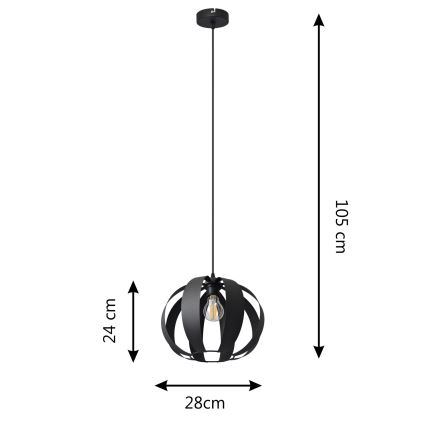 Luster na sajli NEWTON 1xE27/15W/230V crna
