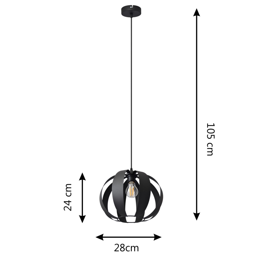 Luster na sajli NEWTON 1xE27/15W/230V crna