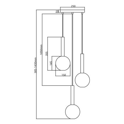 Luster na sajli NIKO 3xG9/9W/230V crna