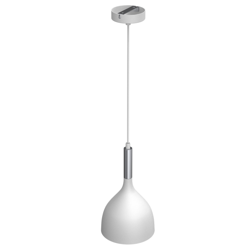 Luster na sajli NOAK 1xE27/15W/230V bijela/sjajni krom