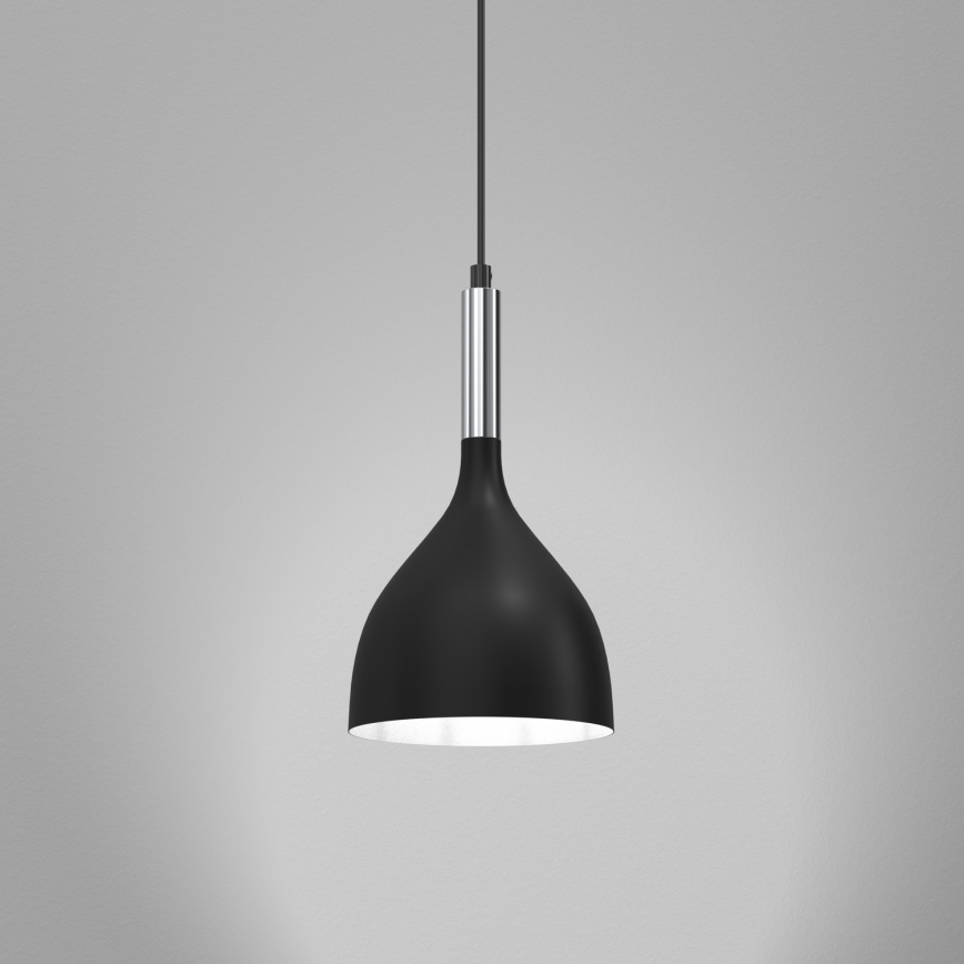 Luster na sajli NOAK 1xE27/15W/230V crna/sjajni krom