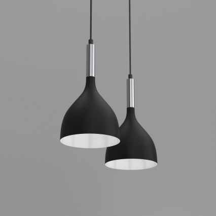 Luster na sajli NOAK 2xE27/15W/230V crna/sjajni krom