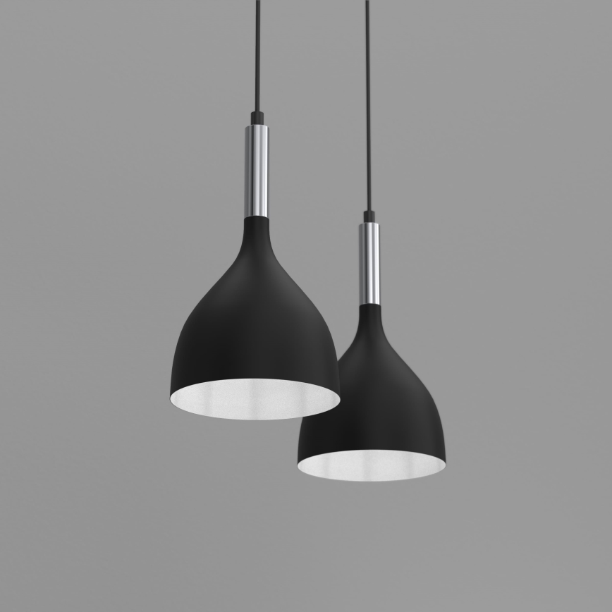 Luster na sajli NOAK 2xE27/15W/230V crna/sjajni krom