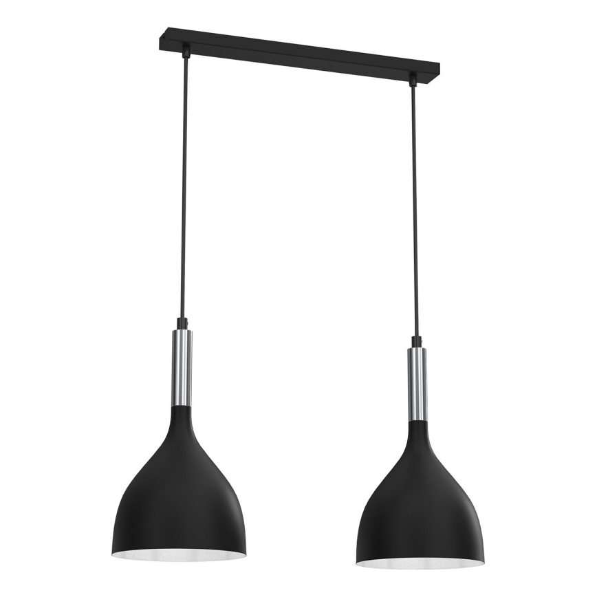 Luster na sajli NOAK 2xE27/15W/230V crna/sjajni krom