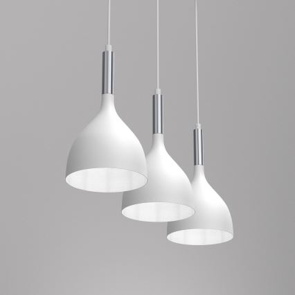 Luster na sajli NOAK 3xE27/15W/230V bijela/sjajni krom