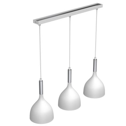 Luster na sajli NOAK 3xE27/15W/230V bijela/sjajni krom