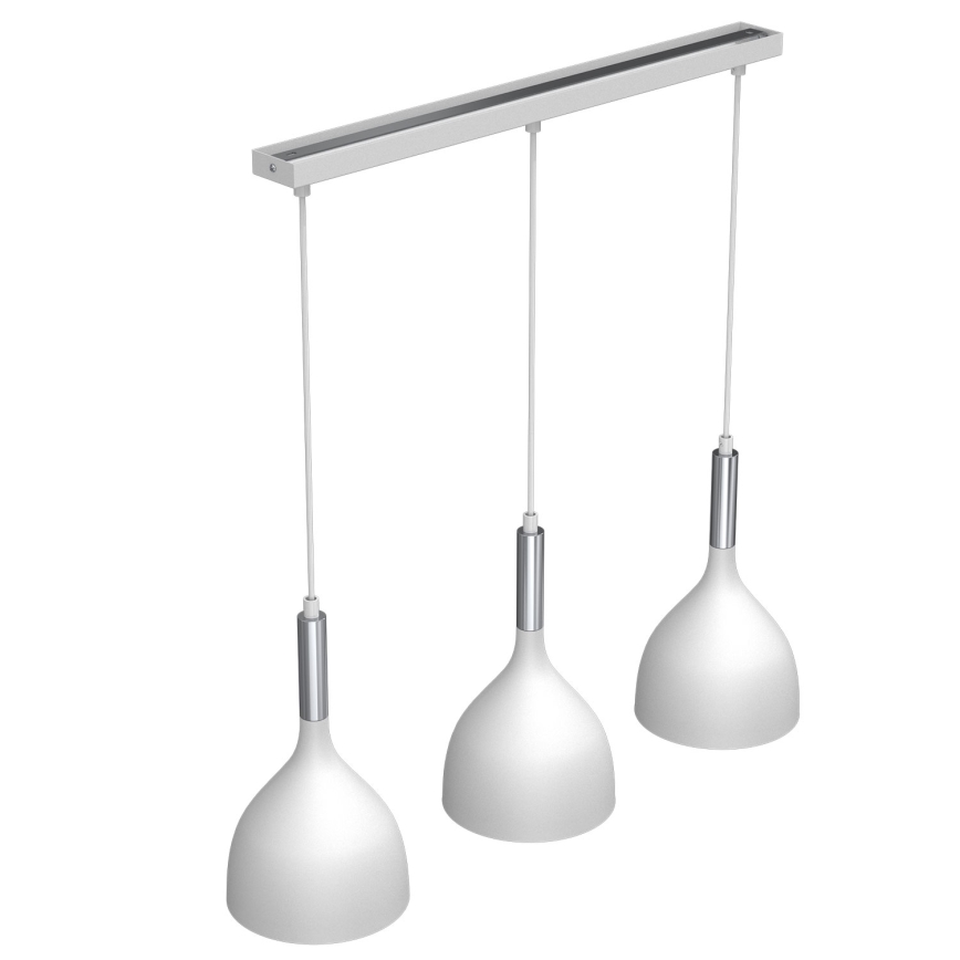 Luster na sajli NOAK 3xE27/15W/230V bijela/sjajni krom