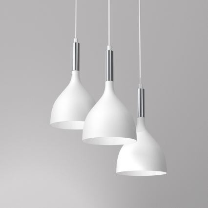 Luster na sajli NOAK 3xE27/15W/230V bijela/sjajni krom