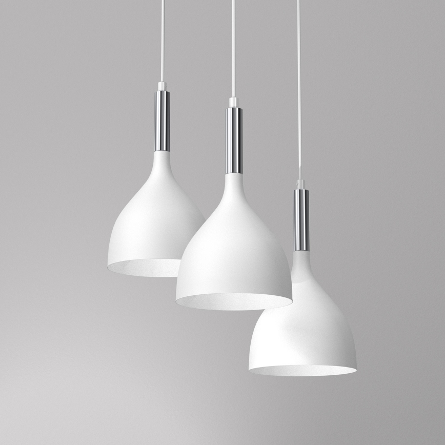 Luster na sajli NOAK 3xE27/15W/230V bijela/sjajni krom