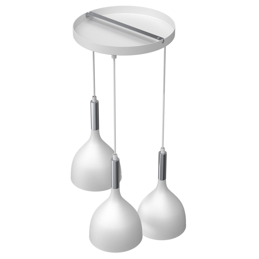 Luster na sajli NOAK 3xE27/15W/230V bijela/sjajni krom