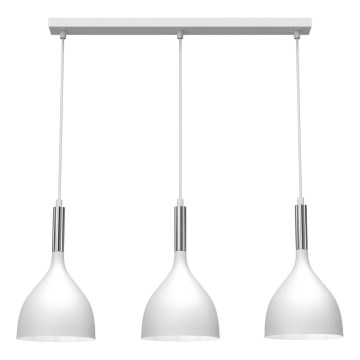 Luster na sajli NOAK 3xE27/15W/230V bijela/sjajni krom