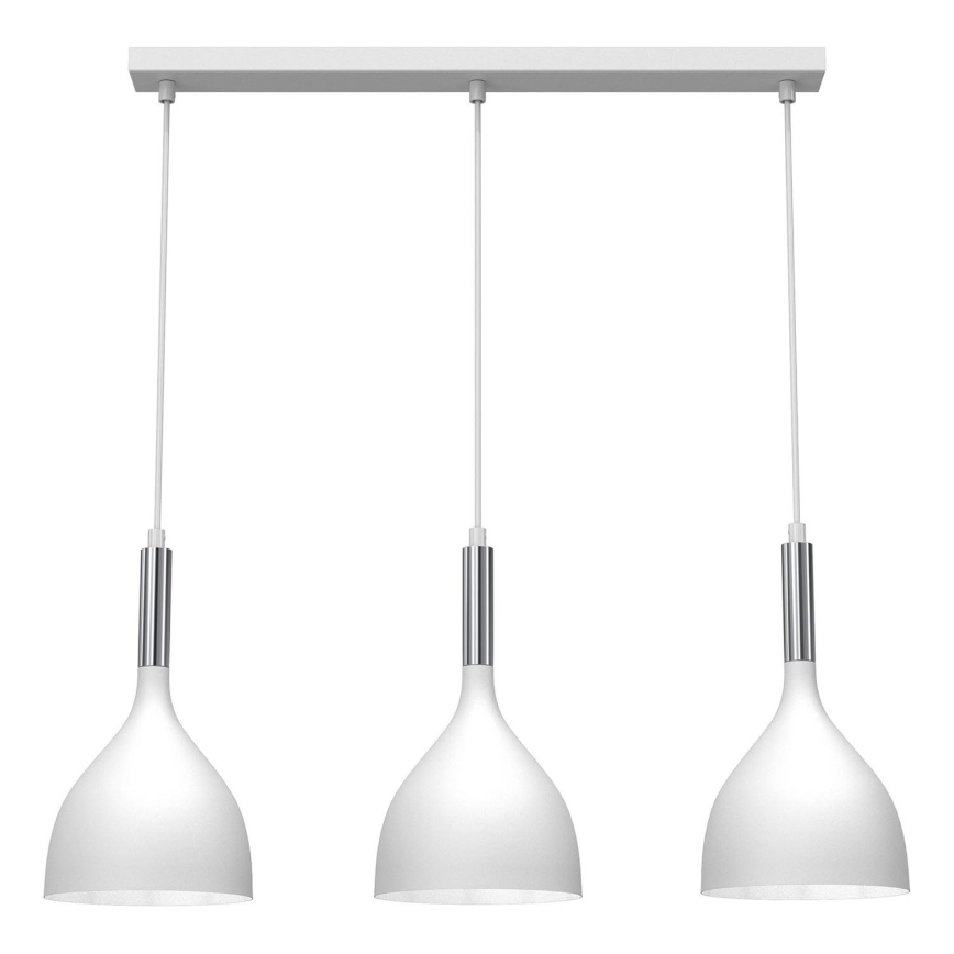 Luster na sajli NOAK 3xE27/15W/230V bijela/sjajni krom