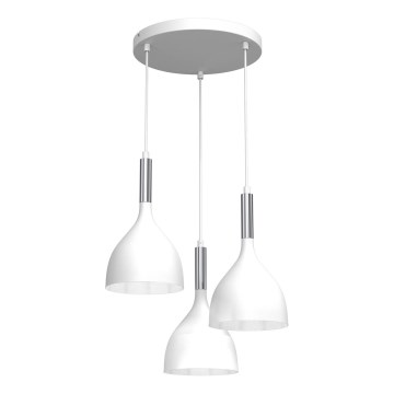 Luster na sajli NOAK 3xE27/15W/230V bijela/sjajni krom