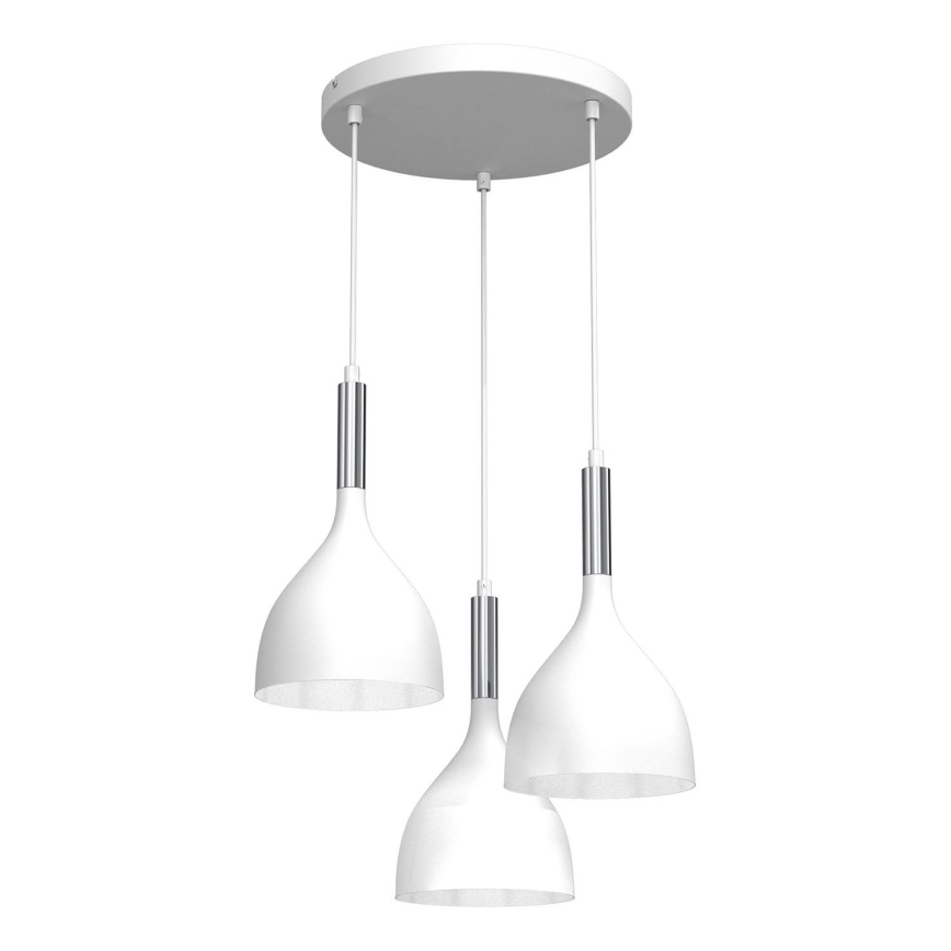Luster na sajli NOAK 3xE27/15W/230V bijela/sjajni krom