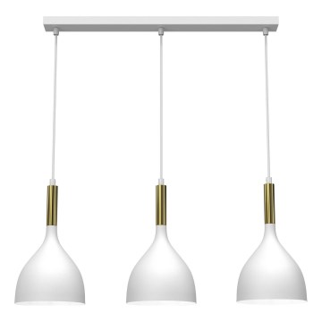 Luster na sajli NOAK 3xE27/15W/230V bijela/zlatna