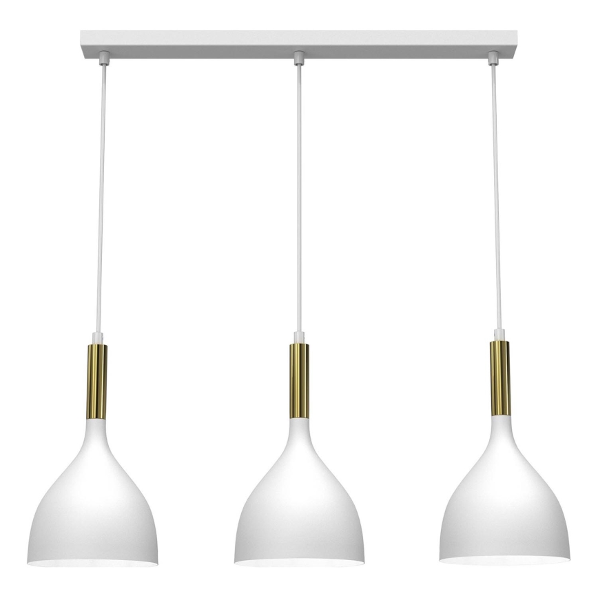 Luster na sajli NOAK 3xE27/15W/230V bijela/zlatna