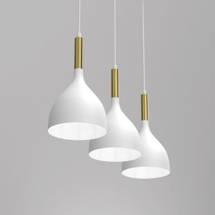 Luster na sajli NOAK 3xE27/15W/230V bijela/zlatna