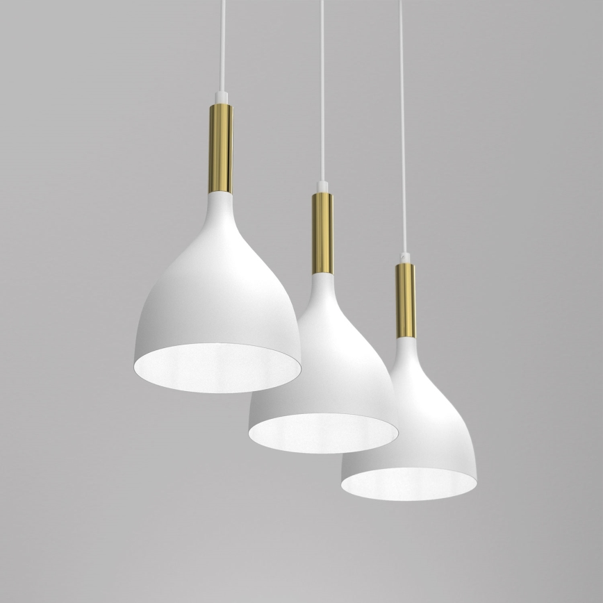 Luster na sajli NOAK 3xE27/15W/230V bijela/zlatna