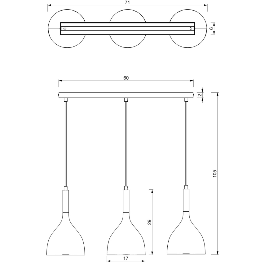 Luster na sajli NOAK 3xE27/15W/230V bijela/zlatna