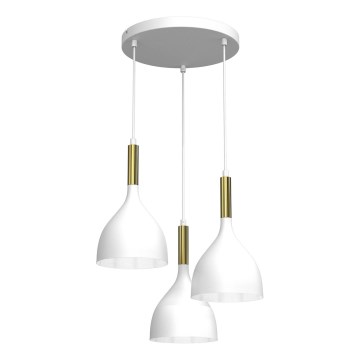 Luster na sajli NOAK 3xE27/15W/230V bijela/zlatna