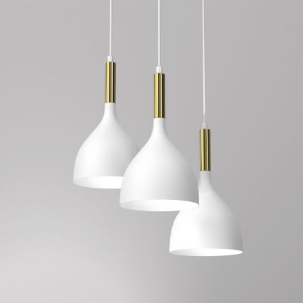 Luster na sajli NOAK 3xE27/15W/230V bijela/zlatna