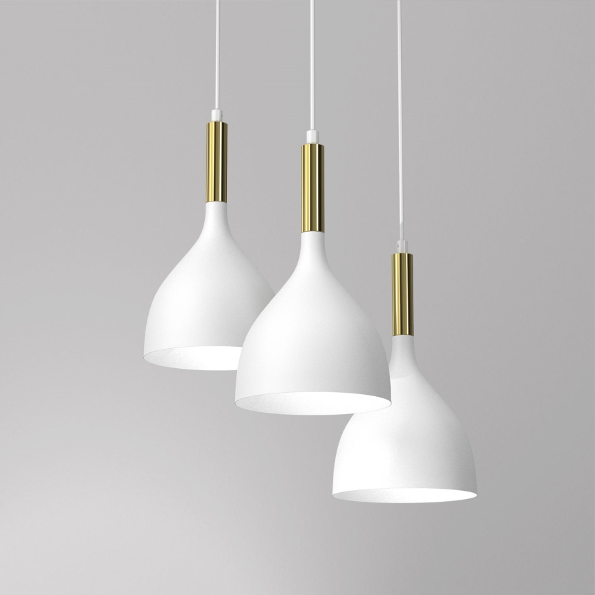 Luster na sajli NOAK 3xE27/15W/230V bijela/zlatna