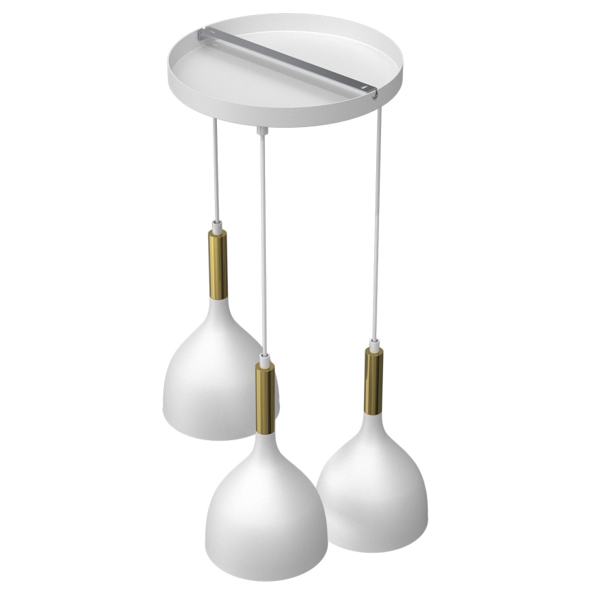Luster na sajli NOAK 3xE27/15W/230V bijela/zlatna