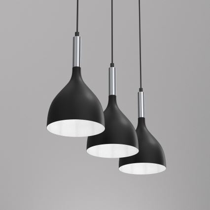 Luster na sajli NOAK 3xE27/15W/230V crna/sjajni krom