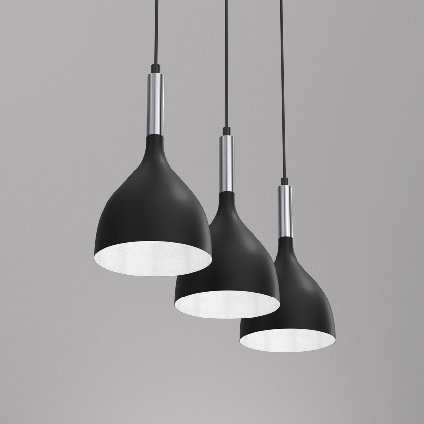 Luster na sajli NOAK 3xE27/15W/230V crna/sjajni krom