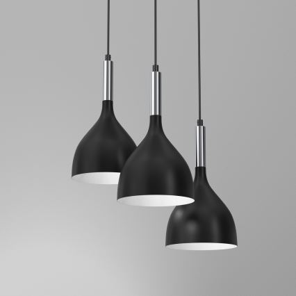 Luster na sajli NOAK 3xE27/15W/230V crna/sjajni krom