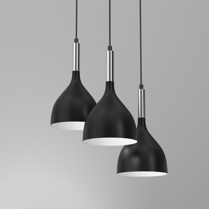 Luster na sajli NOAK 3xE27/15W/230V crna/sjajni krom