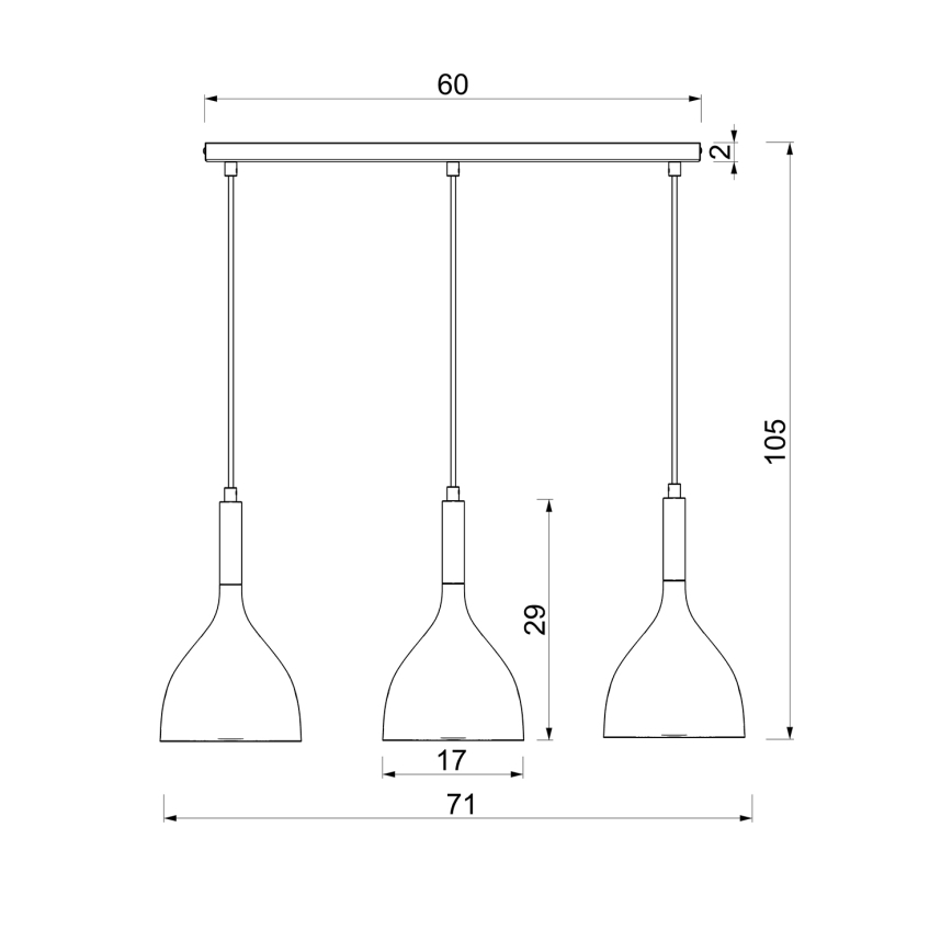 Luster na sajli NOAK 3xE27/15W/230V mesing/zlatna