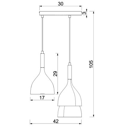 Luster na sajli NOAK 3xE27/15W/230V mesing/zlatna