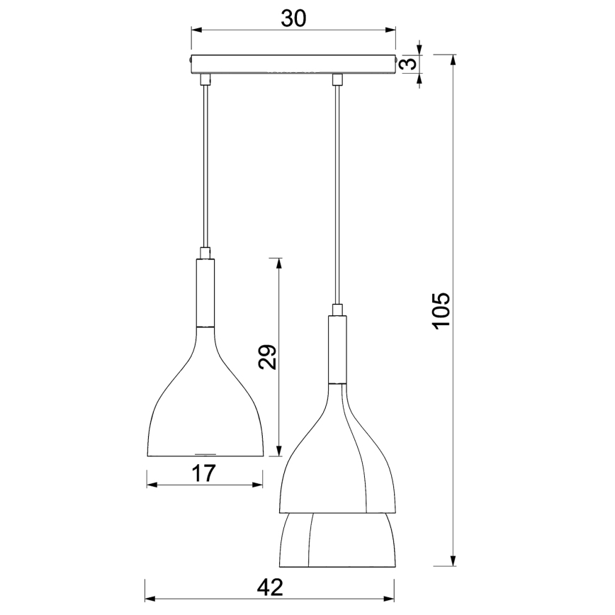 Luster na sajli NOAK 3xE27/15W/230V mesing/zlatna