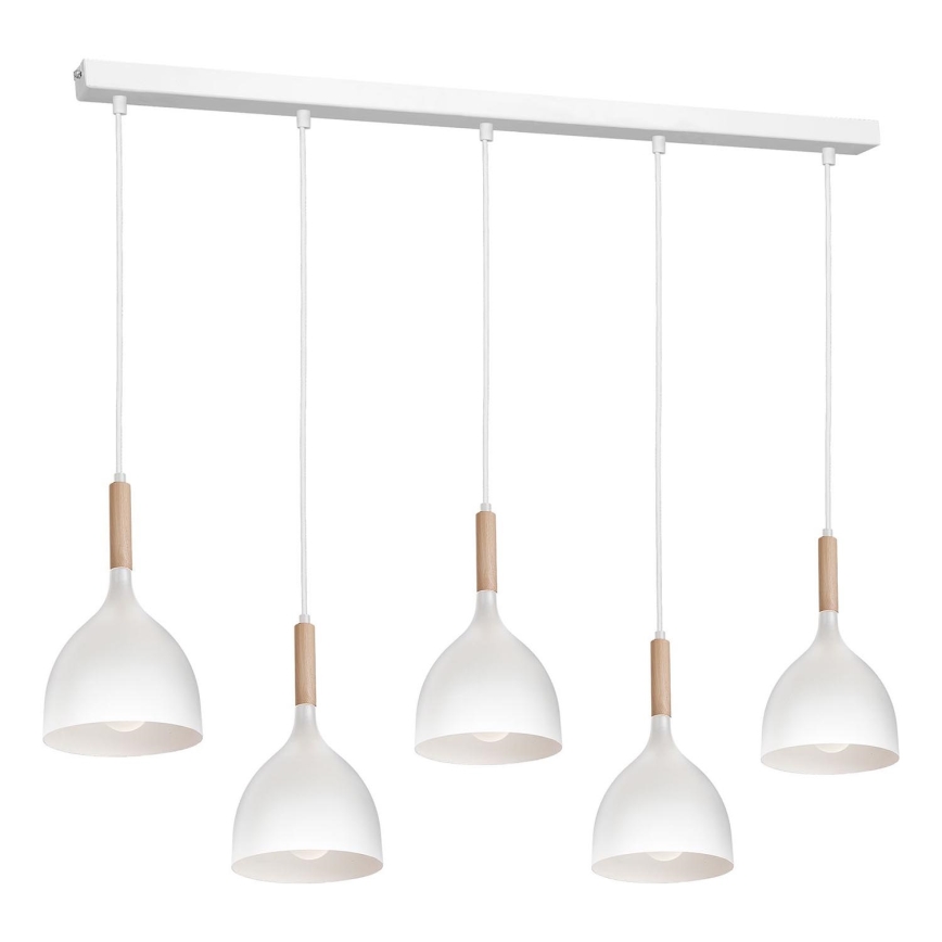 Luster na sajli NOAK 5xE27/15W/230V bijela/bukva