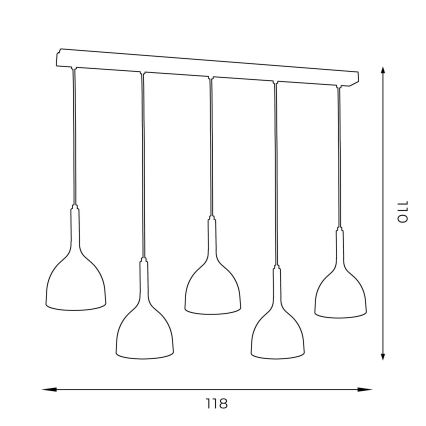 Luster na sajli NOAK 5xE27/15W/230V bijela/bukva