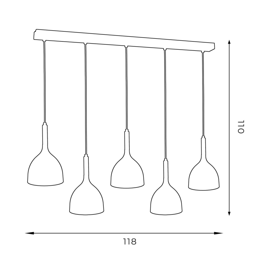 Luster na sajli NOAK 5xE27/15W/230V bijela/bukva