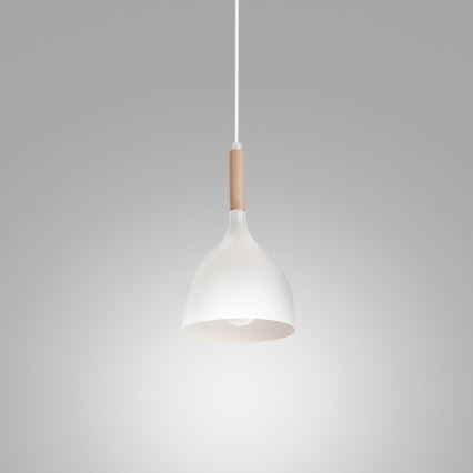 Luster na sajli NOAK WOOD 1xE27/15W/230V bijela/bukva