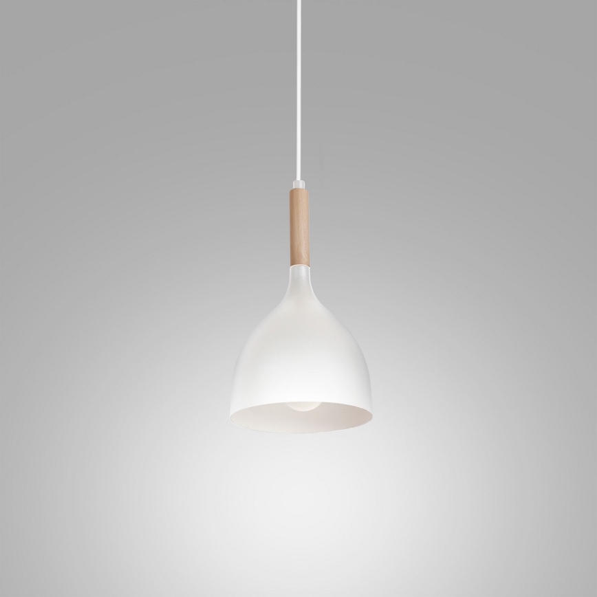 Luster na sajli NOAK WOOD 1xE27/15W/230V bijela/bukva