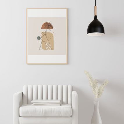 Luster na sajli NOAK WOOD 1xE27/15W/230V crna/bukva