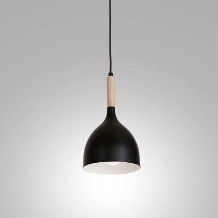 Luster na sajli NOAK WOOD 1xE27/15W/230V crna/bukva