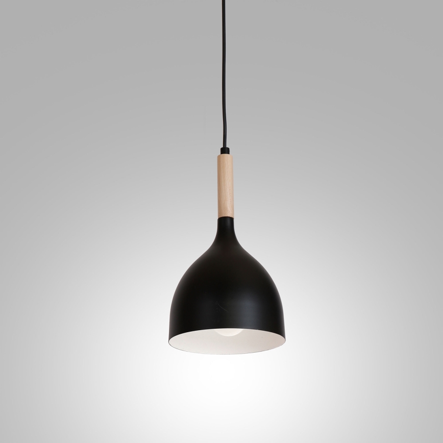 Luster na sajli NOAK WOOD 1xE27/15W/230V crna/bukva