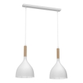 Luster na sajli NOAK WOOD 2xE27/15W/230V bijela/bukva
