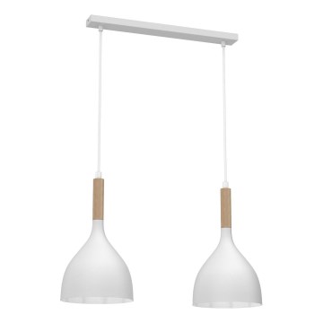 Luster na sajli NOAK WOOD 2xE27/15W/230V bijela/bukva